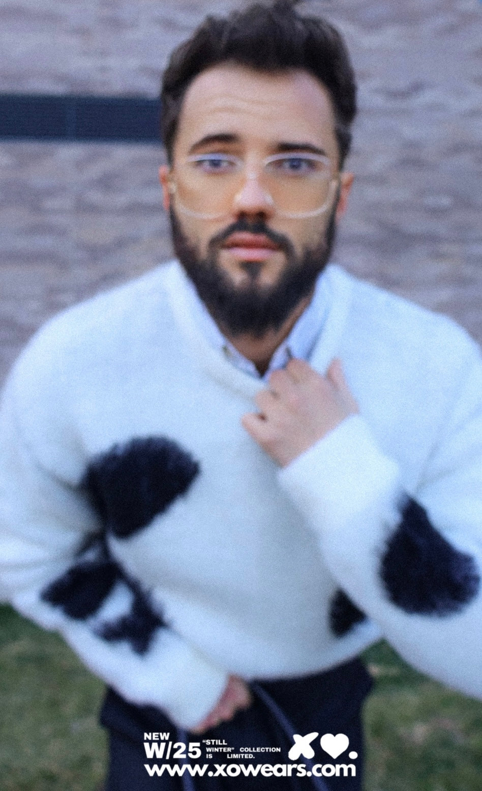 W/25 XO.Black on White Mohair Sweater