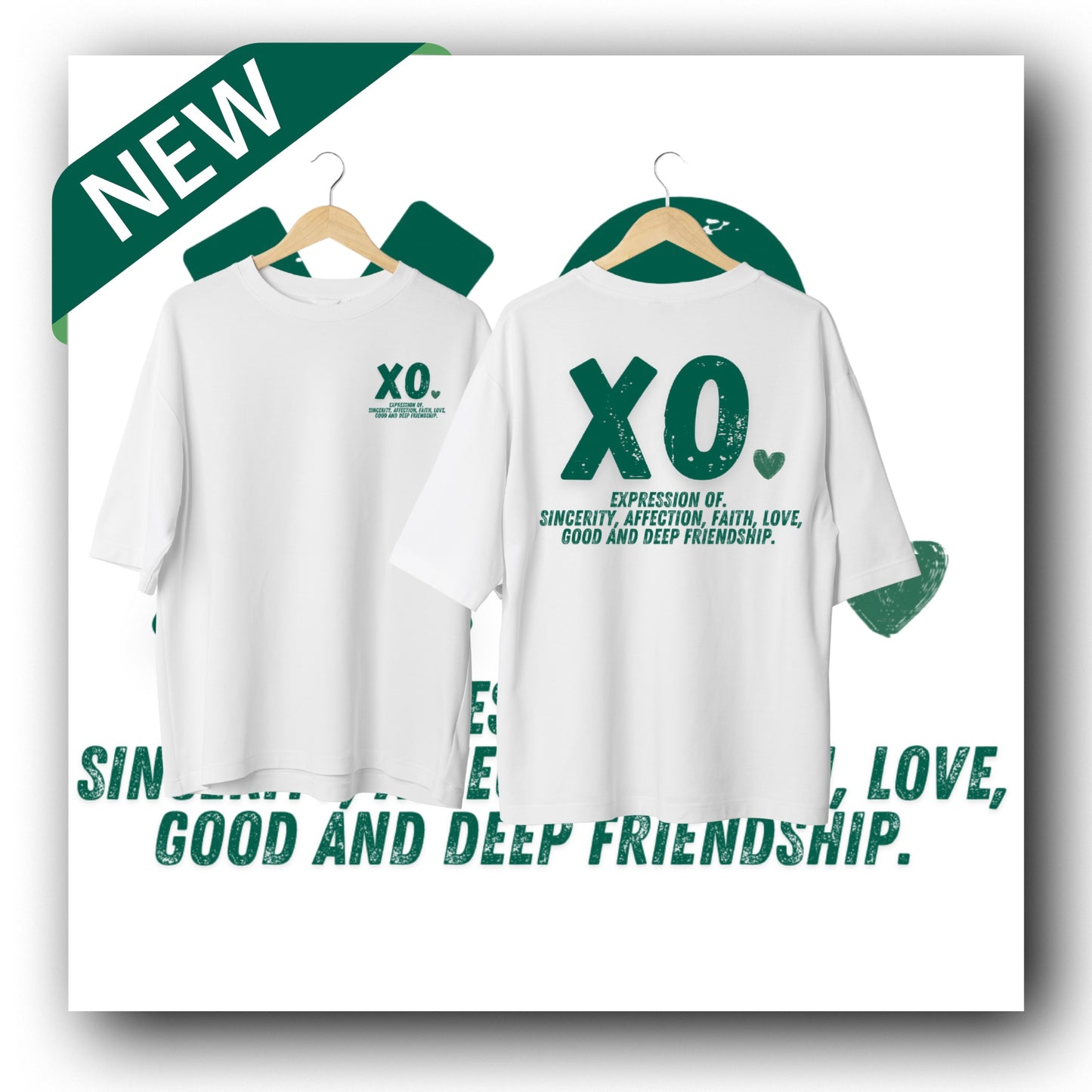 White/Green xo.Tshirt Oversize (xo. Brand meaning).