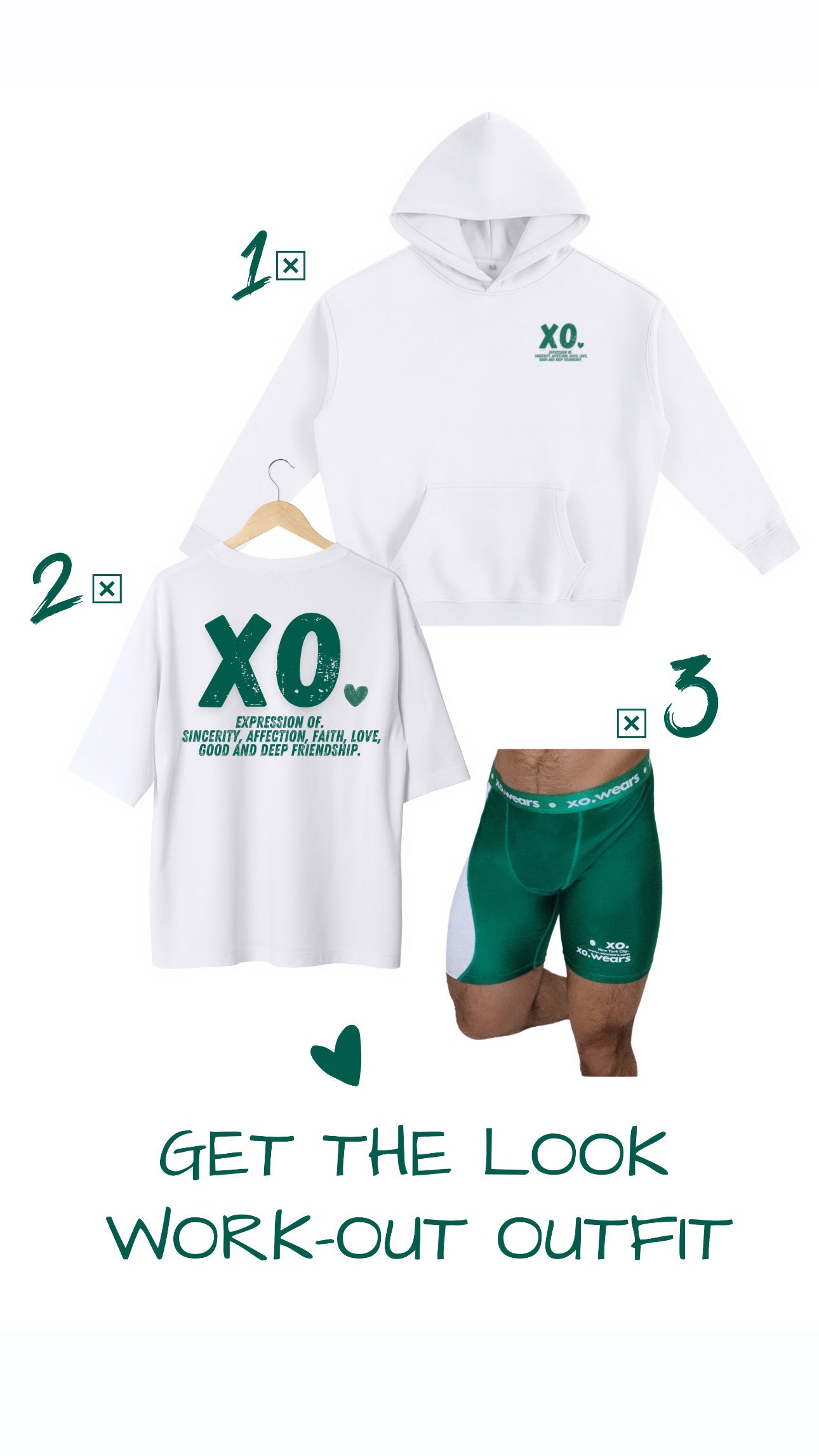 White/Green xo.Tshirt Oversize (xo. Brand meaning).