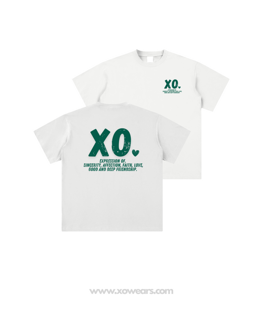 White/Green xo.Tshirt Oversize (xo. Brand meaning).