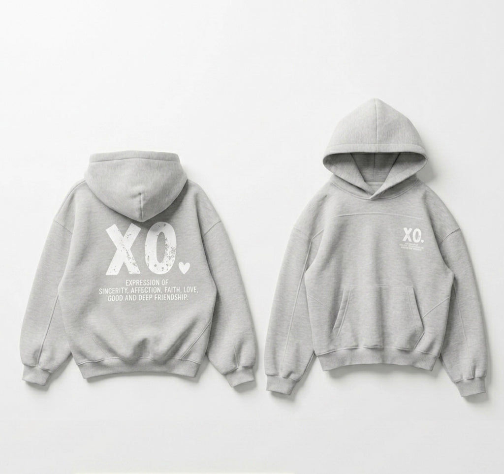XO.Minimalistic Gray Boxy Fleece Hoodie - Stitched