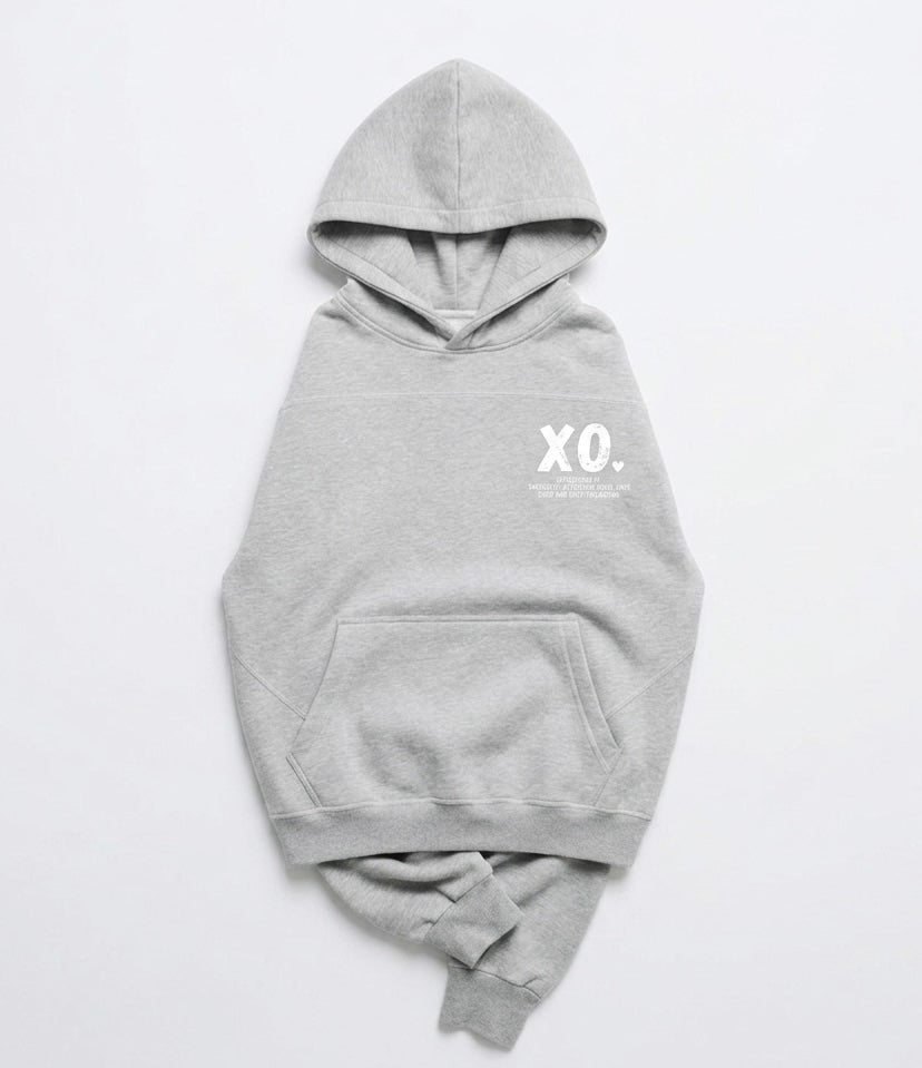 XO.Minimalistic Gray Boxy Fleece Hoodie - Stitched