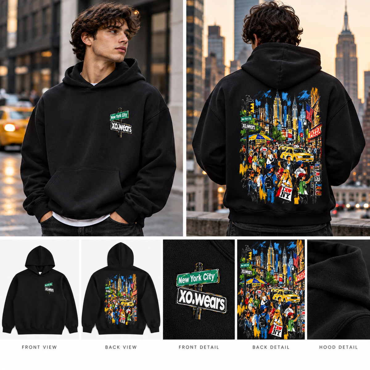 XO.New York – Premium Heavyweight Black Hoodie