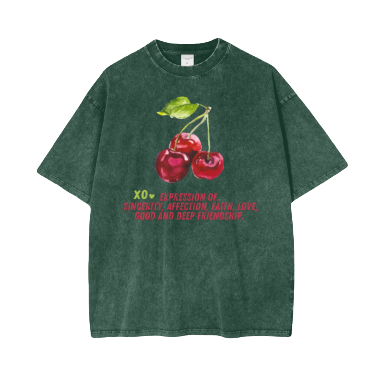 1/3 Green/Lucky Three Cherries, xo.Tshirt Oversize.