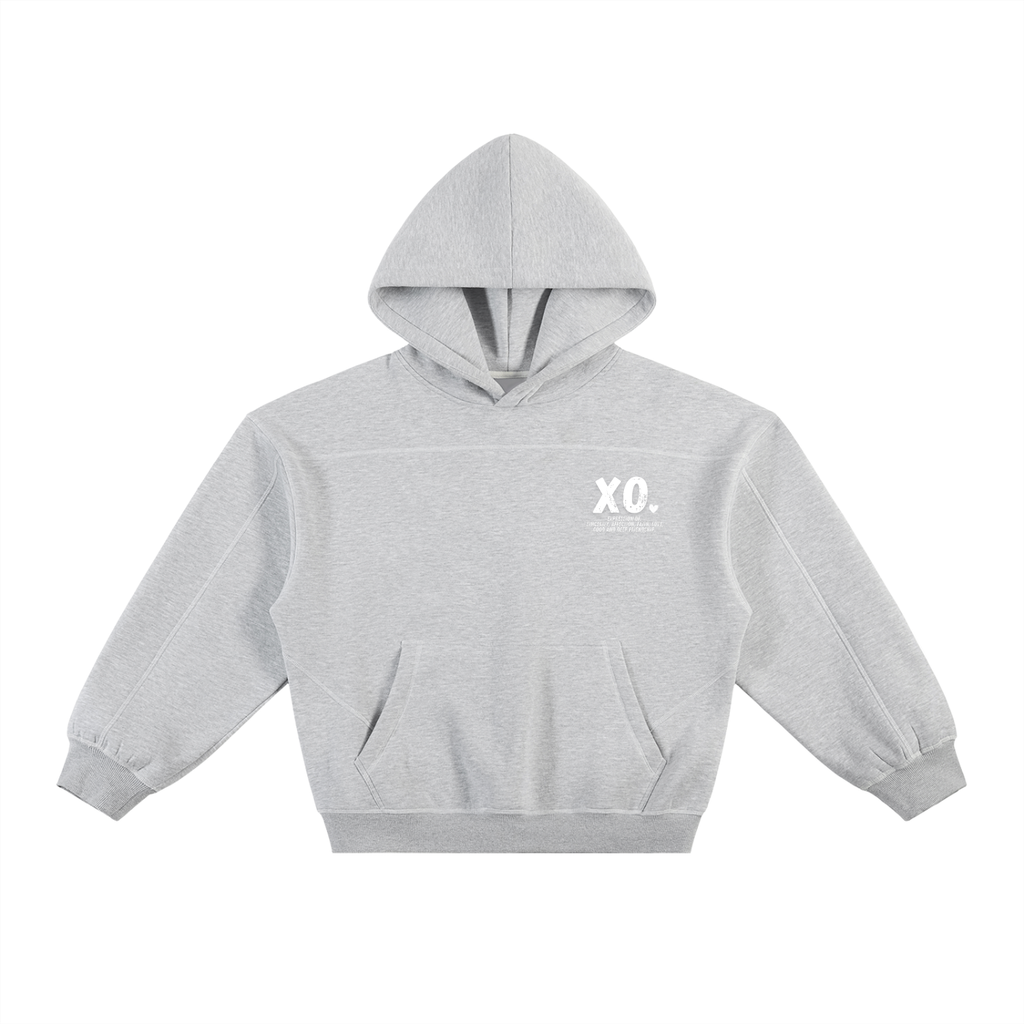 XO.Minimalistic Gray Boxy Fleece Hoodie - Stitched