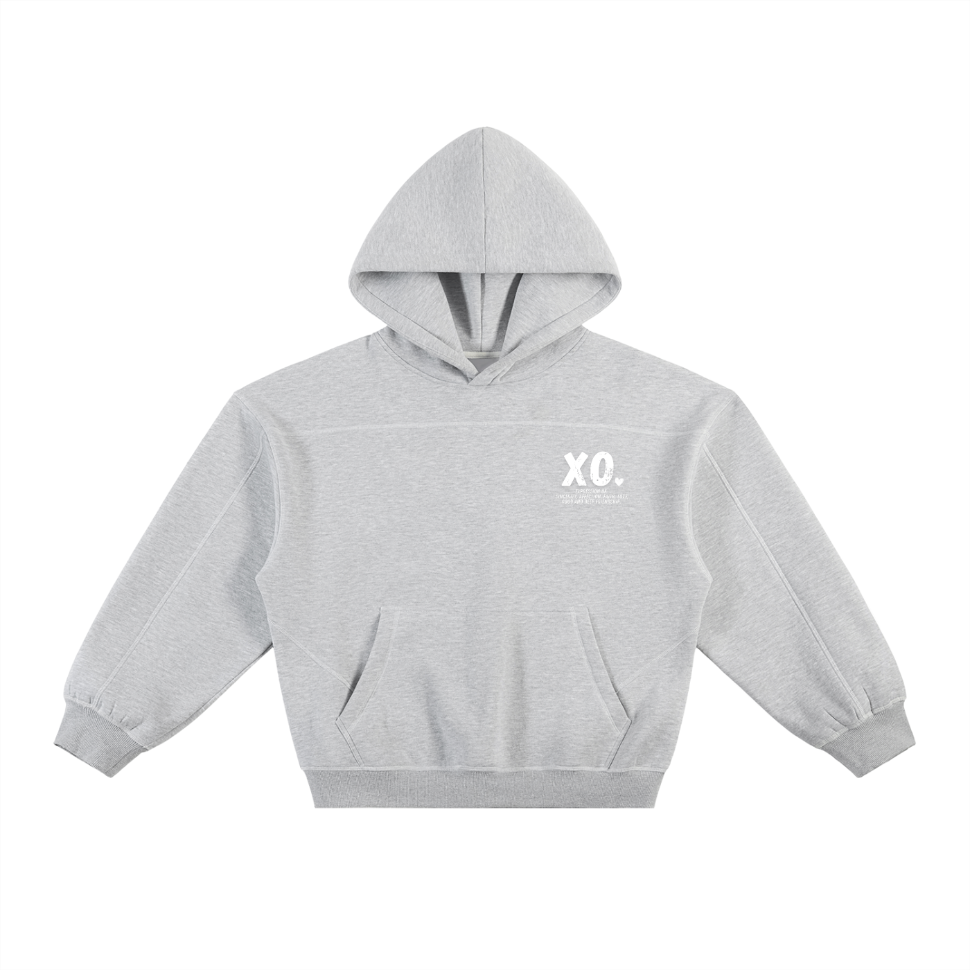 XO.Minimalistic Gray Boxy Fleece Hoodie - Stitched