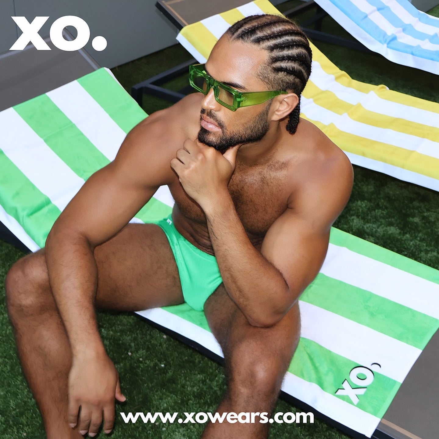 XO.BEACH TOWEL BLUE/YELLOW/GREEN