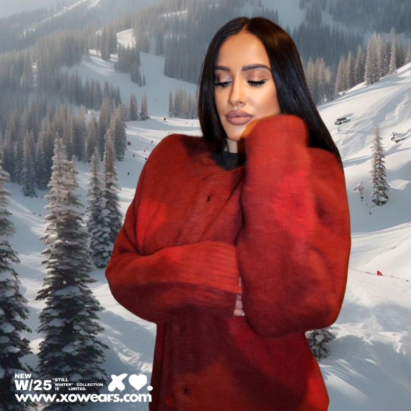 W/25 XO.Red on Rouge Mohair Cardigan