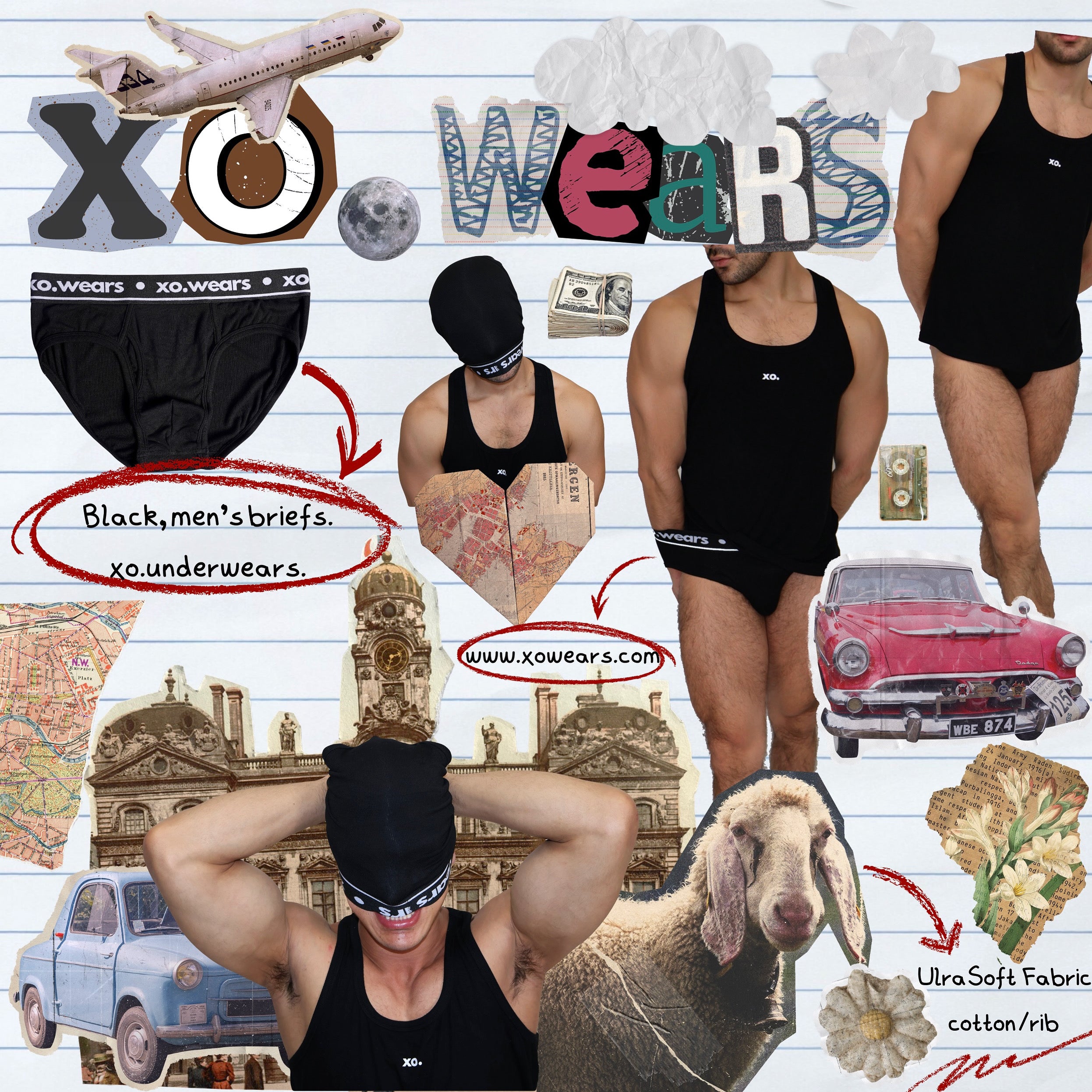 Underwear Black/White xo.underwear Men’s Briefs