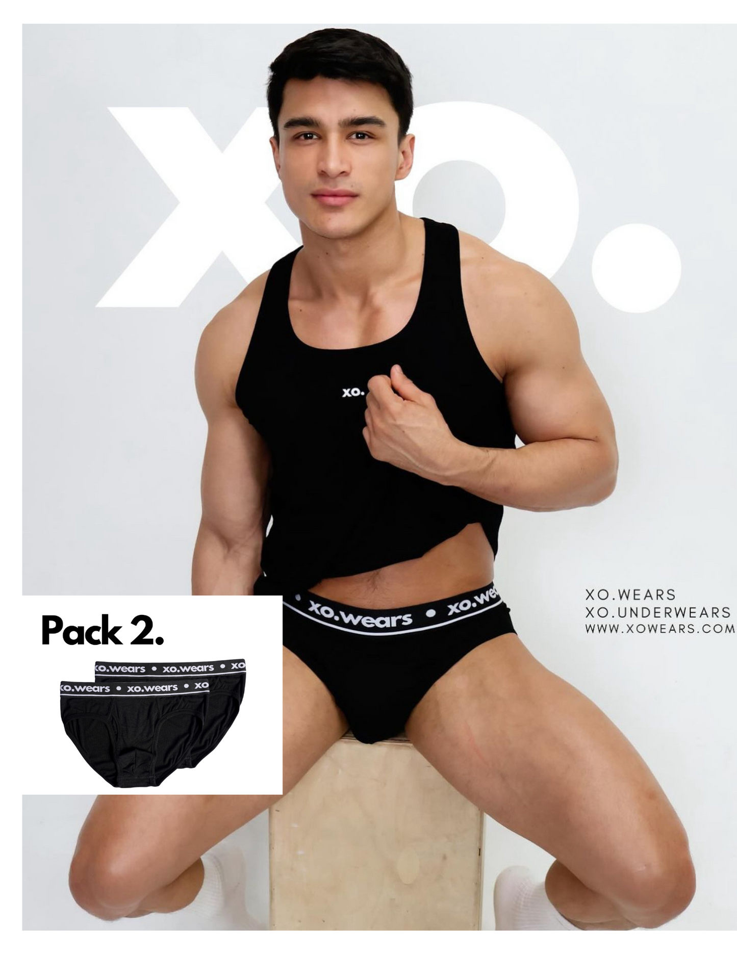 Pack 2 Black/White xo.underwear Men’s Briefs