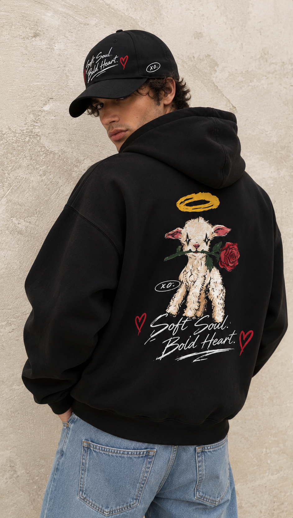 XO. Soft Soul. Bold Heart. — Premium Zip-Up Hoodie | Black