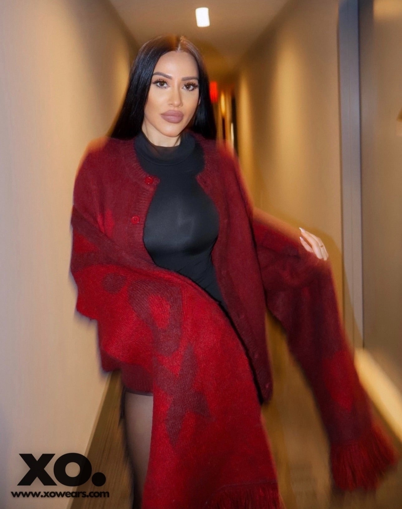 W/25 XO.Red on Rouge Mohair Cardigan